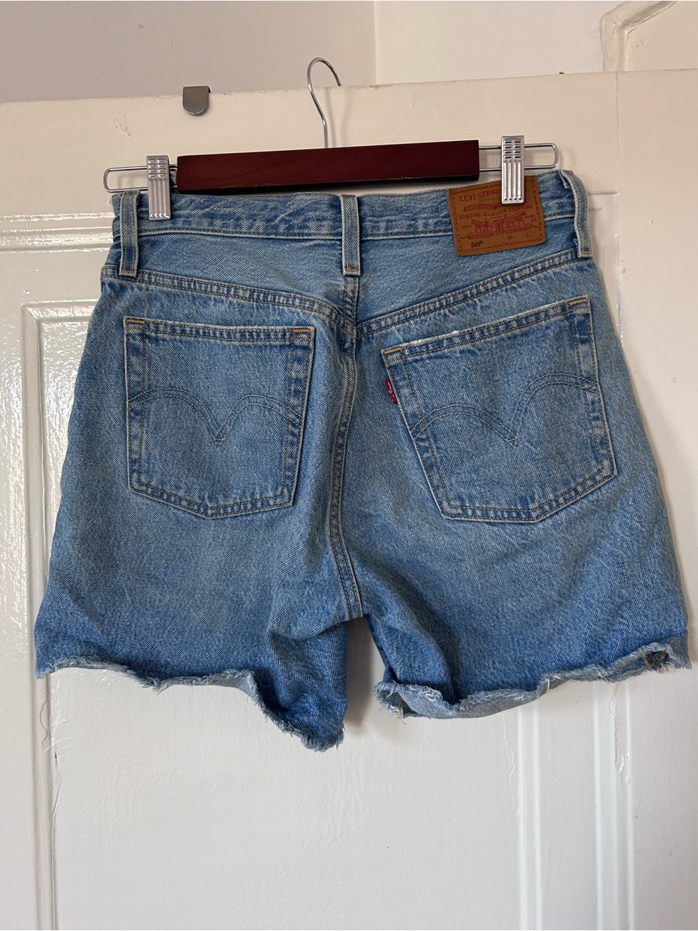Levi's Light Blue Distressed Denim Cutoff Shorts